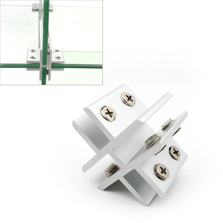 Cross-type Aluminum Alloy Glass Combination Clamp Cabinet Partition Fixing Clip, Cliped 8-10mm