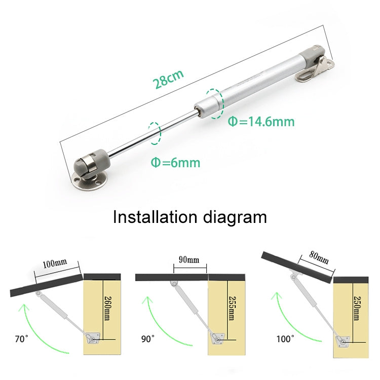 Rubber Head Cabinet Gas Holder Hydraulic Rod Buffer Telescopic Strut, 10 inch 80N (8kg)