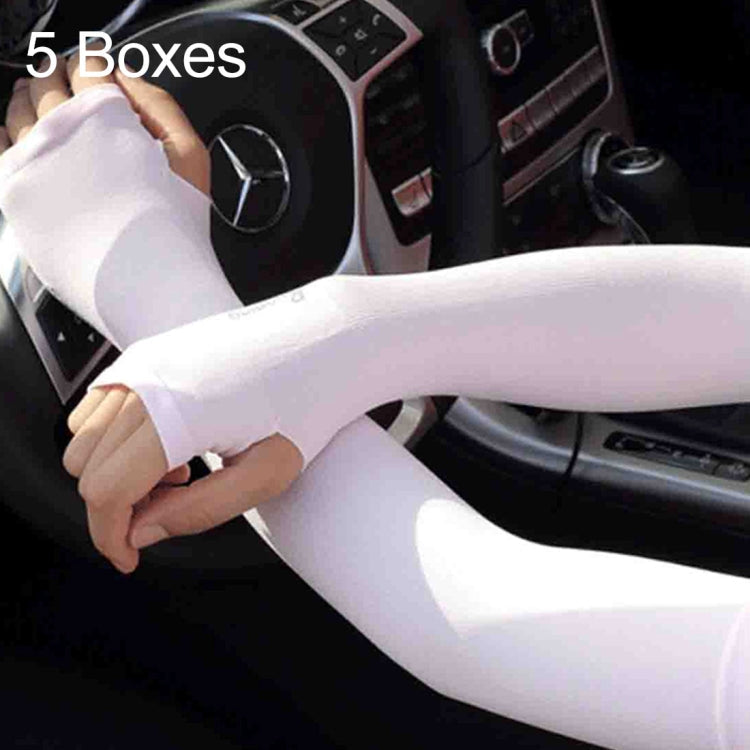 5 Boxes New Style Ice Silk Sleeves Fresh and Cool UV Protection Oversleeve, Open Fingers Style