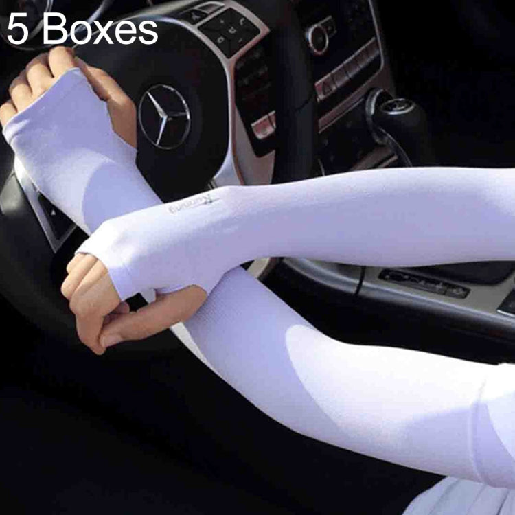 5 Boxes New Style Ice Silk Sleeves Fresh and Cool UV Protection Oversleeve, Open Fingers Style