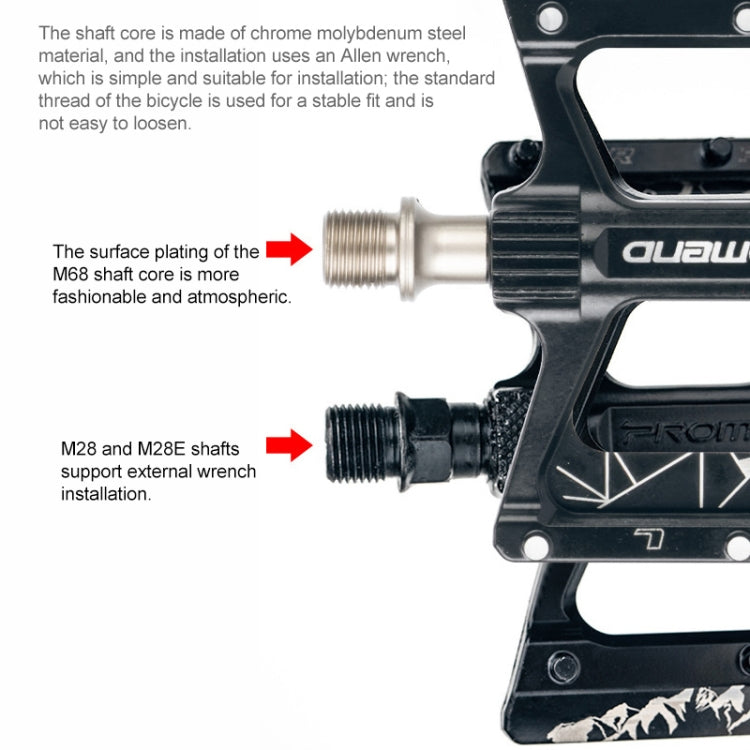 PROMEND PD-M28E 1 Pair Bicycle Aluminum Alloy DU Bearings Pedals with LED Reluova