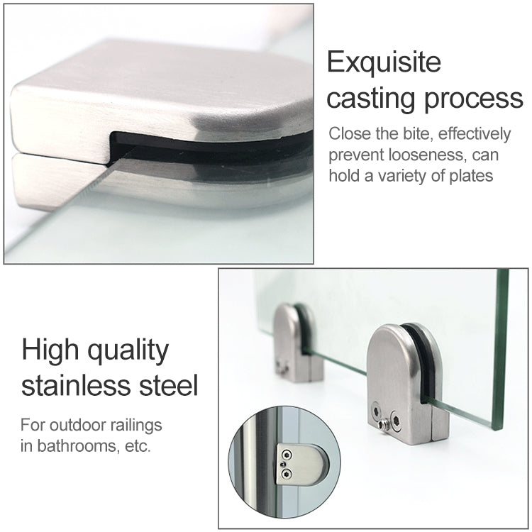 9-14mm Concave Curved Bottom Matte Polished 201 Stainless Steel Fixed Clip Railing Glass Wood Layer Board Clamp Bracket