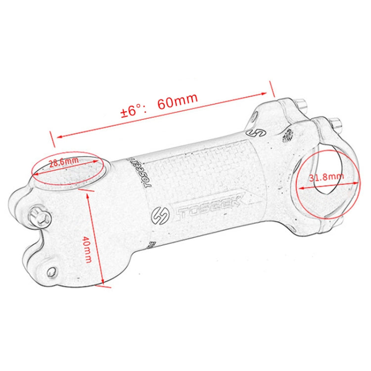 TOSEEK Road Mountain Bike Ultra-light Handlebar Stem Riser Faucet, Size: 6 Degree, 60mm (Gloss) Reluova