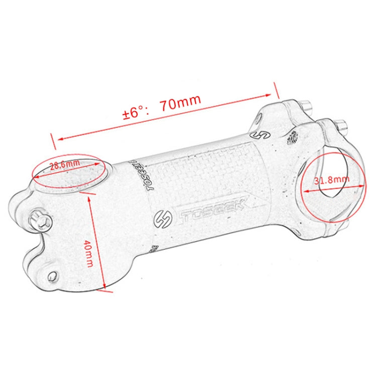 TOSEEK Road Mountain Bike Ultra-light Handlebar Stem Riser Faucet, Size: 6 Degree, 70mm (Matte)