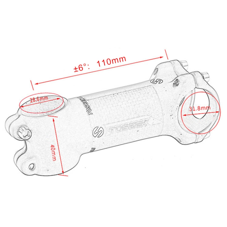 TOSEEK Road Mountain Bike Ultra-light Handlebar Stem Riser Faucet, Size: 6 Degree, 110mm (Matte)