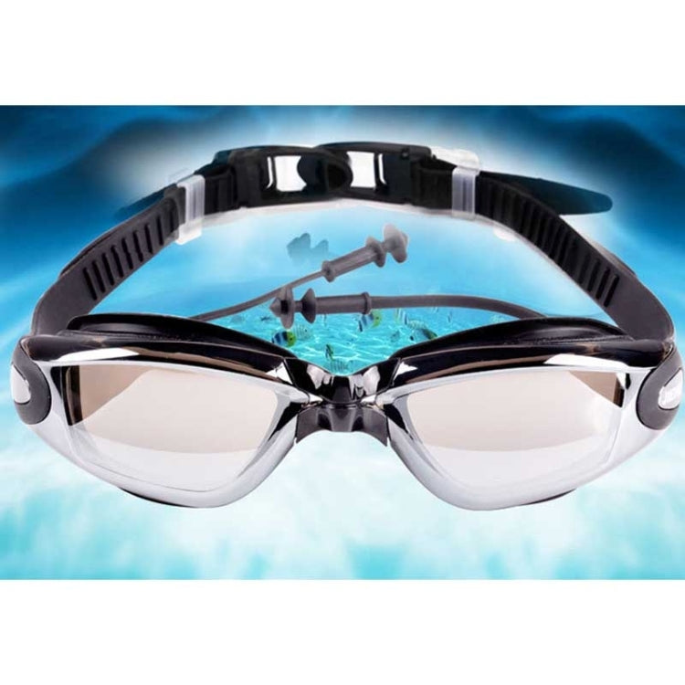 Electroplating Anti-fog Silicone Swimming Goggles with One-piece Ear Plugs for Adults Reluova