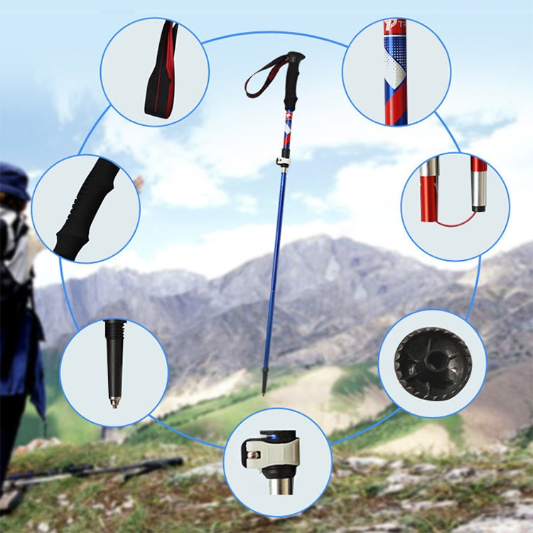 5 Node Portable Foldable Aluminium Alloy Alpenstocks Trekking Poles, Folding Length : 28.5CM Reluova