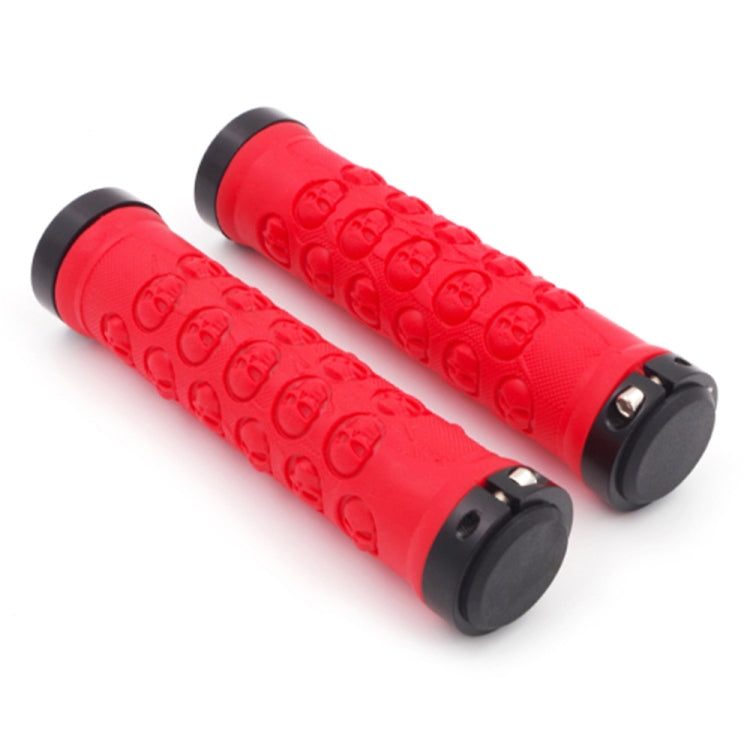 1 Pair AG23 Skull Style Bicycle MTB Bike Lock-on Rubber Handlebar Grips