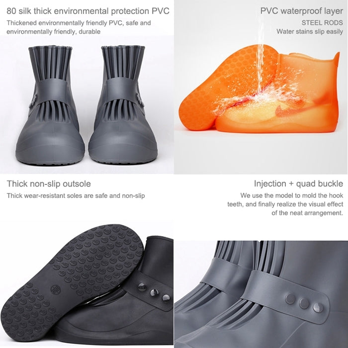 Fashion Integrated PVC Waterproof  Non-slip Shoe Cover with Thickened Soles Size: 30-31 My Store