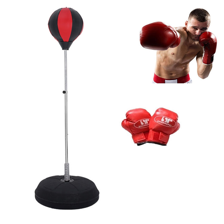 Adult Base Version Height Adjustable Vertical PU Leather Vent Ball Boxing Speed Ball Family Fitness Equipment with Gloves