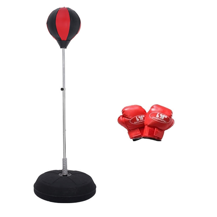 Adult Base Version Height Adjustable Vertical PU Leather Vent Ball Boxing Speed Ball Family Fitness Equipment with Gloves