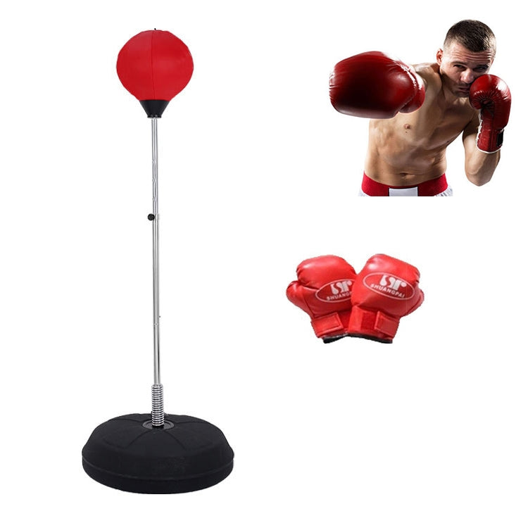 Adult Base Version Height Adjustable Vertical PU Leather Vent Ball Boxing Speed Ball Family Fitness Equipment with Gloves