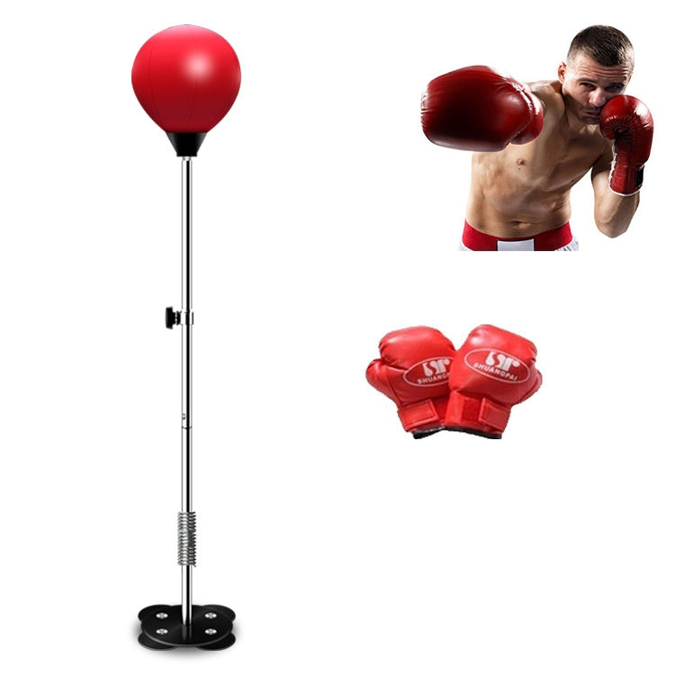 Adult Suction Cup Version Height Adjustable Vertical PU Leather Vent Ball Boxing Speed Ball Family Fitness Equipment with Gloves