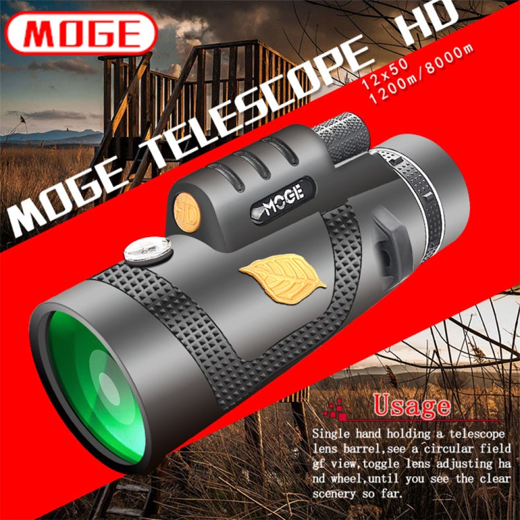 Moge 12x50 Professional HD Monocular Night Vision Telescope With Tripod Reluova