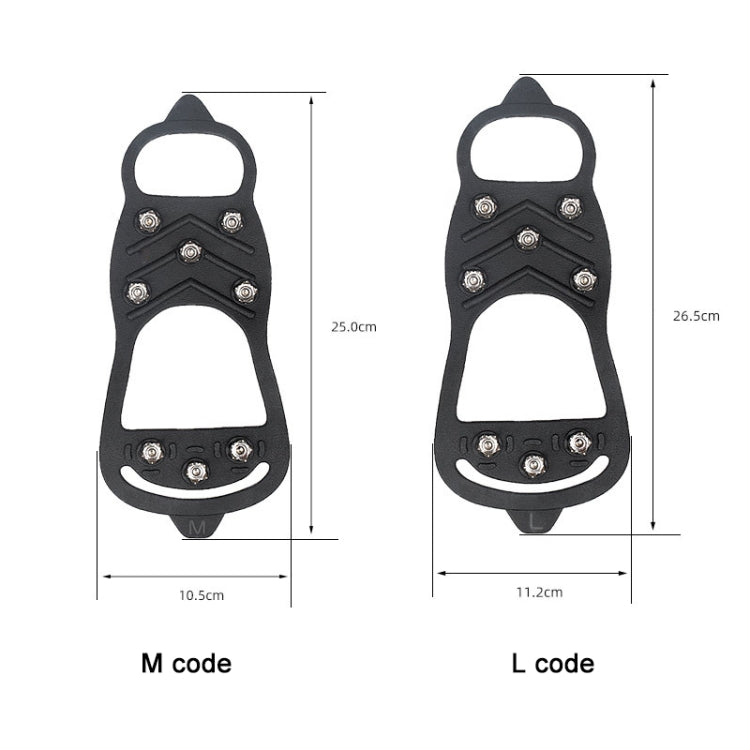 1 Pair 011 8-teeth Outdoor Snow Ice Ground Anti-slip Crampons Shoe Cover, Size:M (200-250mm)