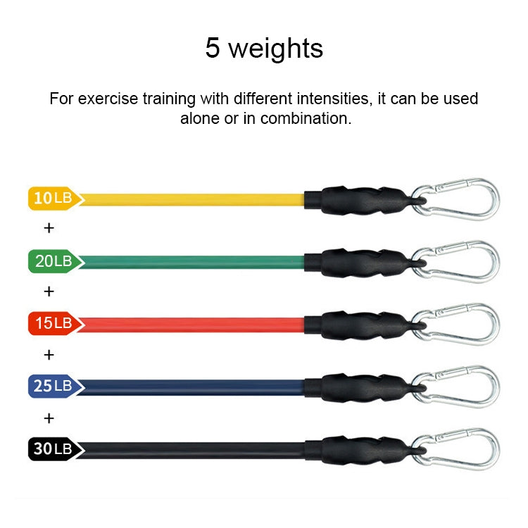 jx-003 11 in 1 100lbs TPE Five-point Buckle Household Pull Rope Resistance Band Fitness Equipment Set Reluova