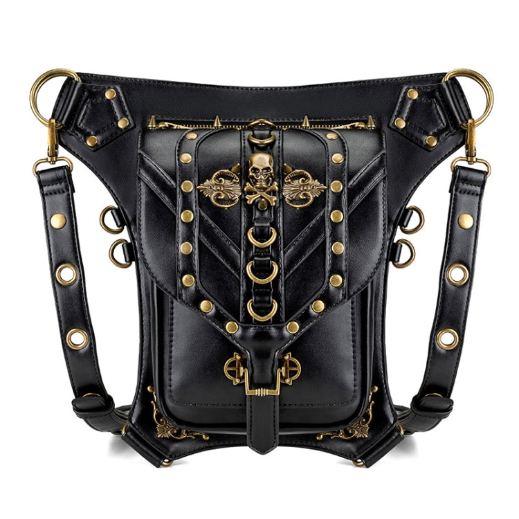 FHG131BK Skull Head Decoration Multi-function PU Leather One-shoulder Crossbody Bag Waist Bag for Ladies Reluova