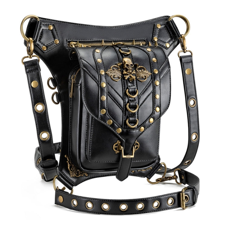 FHG131BK Skull Head Decoration Multi-function PU Leather One-shoulder Crossbody Bag Waist Bag for Ladies Reluova