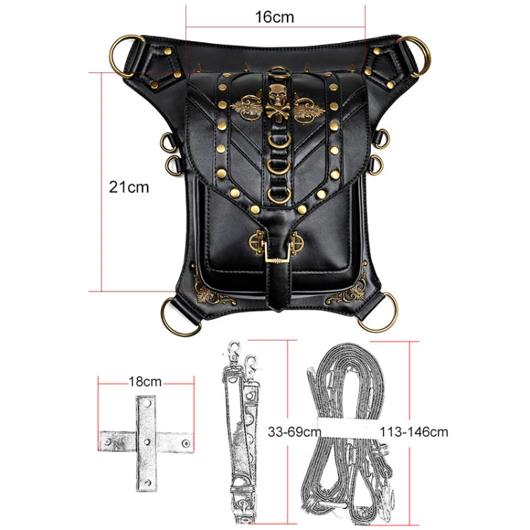 FHG131BK Skull Head Decoration Multi-function PU Leather One-shoulder Crossbody Bag Waist Bag for Ladies Reluova