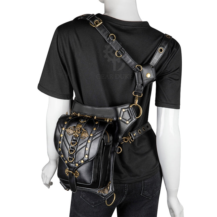 FHG131BK Skull Head Decoration Multi-function PU Leather One-shoulder Crossbody Bag Waist Bag for Ladies Reluova