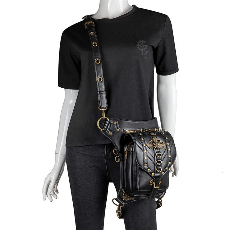 FHG131BK Skull Head Decoration Multi-function PU Leather One-shoulder Crossbody Bag Waist Bag for Ladies Reluova