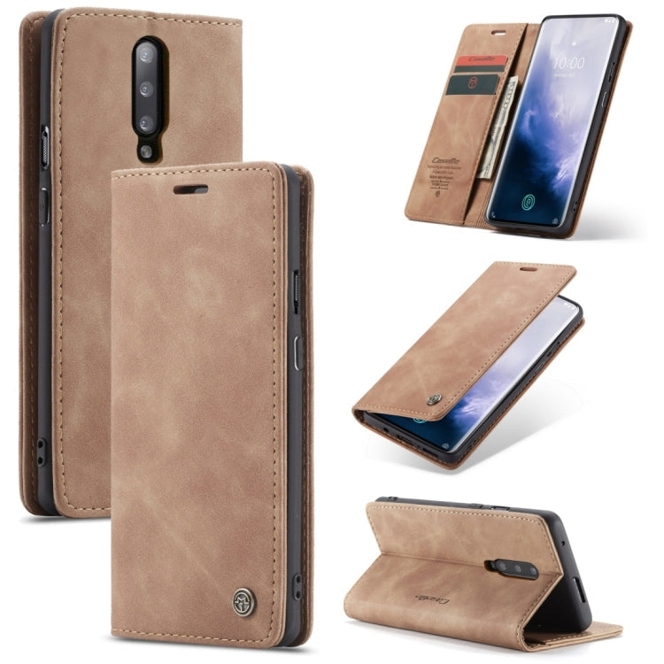 CaseMe-013 Multifunctional Retro Frosted Horizontal Flip Leather Case for OnePlus 7 Pro, with Card Slot & Holder & Zipper Wallet & Photo Frame My Store