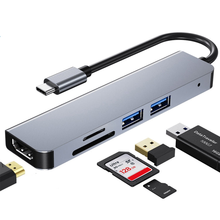 5 in 1 USB-C / Type-C to 4K HDMI + SD / TF Card Slot + USB 2.0 + USB 3.0 Multifunctional Docking Station HUB-Reluova