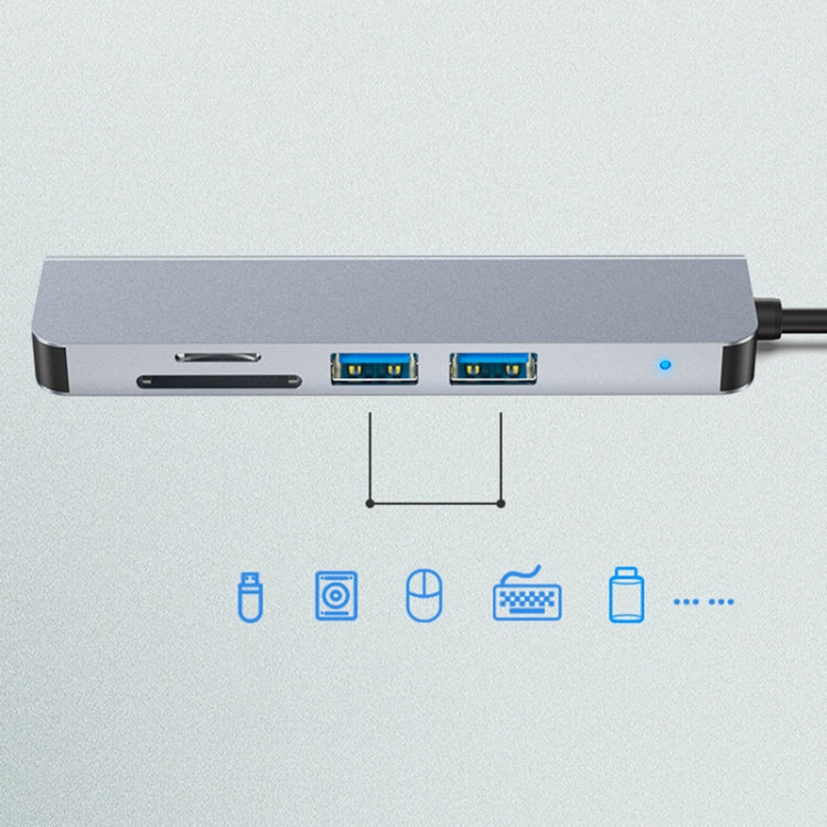 5 in 1 USB-C / Type-C to 4K HDMI + SD / TF Card Slot + USB 2.0 + USB 3.0 Multifunctional Docking Station HUB