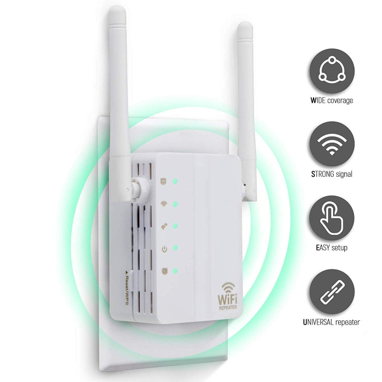 300Mbps Wireless-N Range Extender WiFi Repeater Signal Booster Network Router with 2 External Antenna, EU Plug