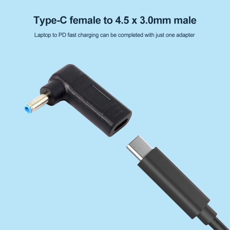 USB-C / Type-C Female to 4.5 x 3.0mm Male Plug Elbow Adapter Connector