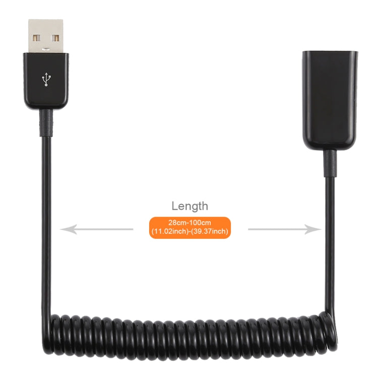 1m USB-A Male to USB-A Female Spring Coiled Cable-Reluova