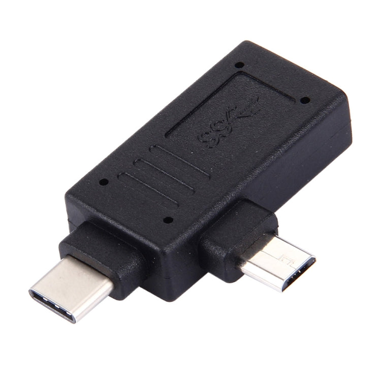 USB-C / Type-C Male + Micro USB Male to USB 3.0 Female Adapter