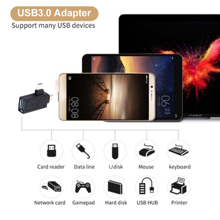 USB-C / Type-C Male + Micro USB Male to USB 3.0 Female Adapter My Store