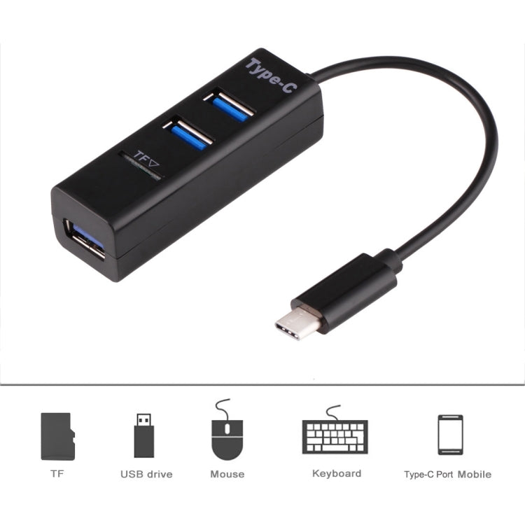 2 in 1 USB 3.1 USB-C / Type-C to USB 2.0 COMBO 3 Ports HUB + TF Card Reader-Reluova