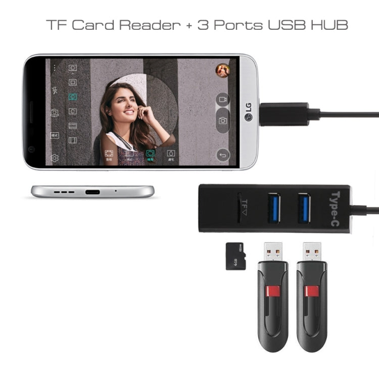 2 in 1 USB 3.1 USB-C / Type-C to USB 2.0 COMBO 3 Ports HUB + TF Card Reader-Reluova