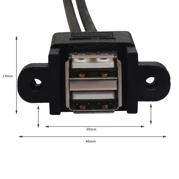 bk3507 Dual USB 2.0 Male to Dual USB Female Extension Cable with Fixing Hole, Length: 50cm