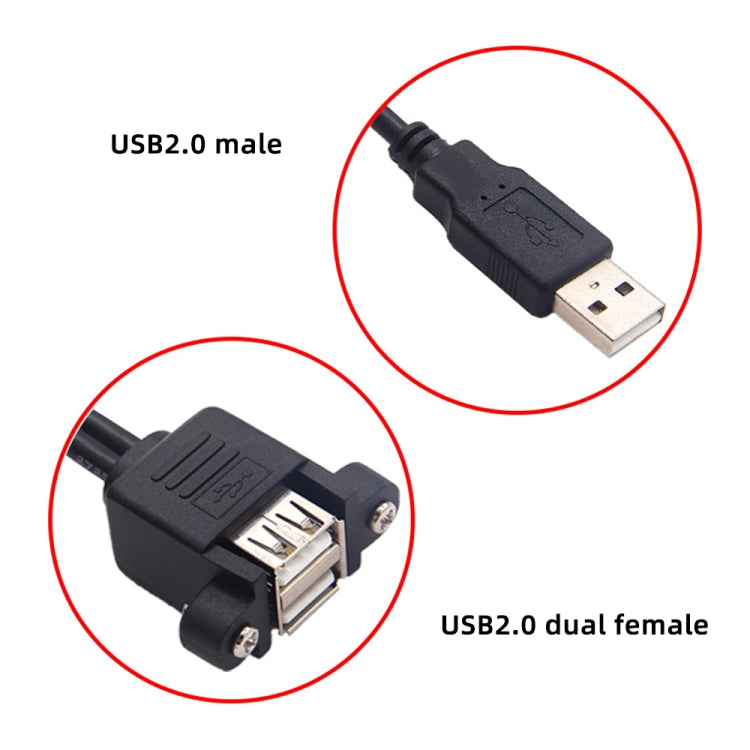 bk3507 Dual USB 2.0 Male to Dual USB Female Extension Cable with Fixing Hole, Length: 50cm My Store