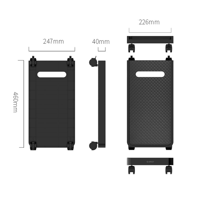 ORICO CPB2-BK-BP Computer Host Bracket with Wheels