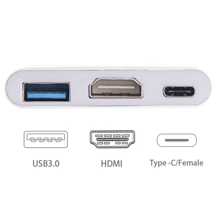 USB-C / Type-C 3.1 Male to USB-C / Type-C 3.1 Female & HDMI Female & USB 3.0 Female Adapter