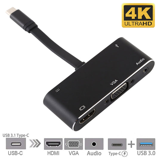 V126 UCB-C / Type-C Male to PD + HDMI + VGA + Audio + USB 3.0 Female 5 in 1 Converter My Store