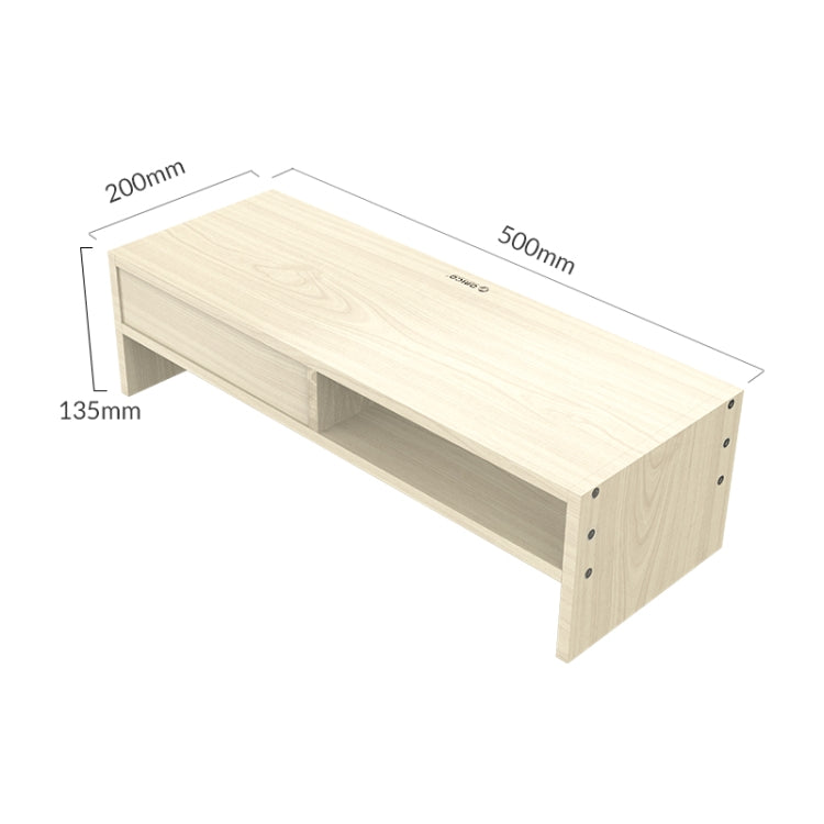 ORICO MSR-05-WD-BP 2-layer Wood Grain Computer Monitor Holder with Drawer, Size: 50 x 20 x 13.5cm