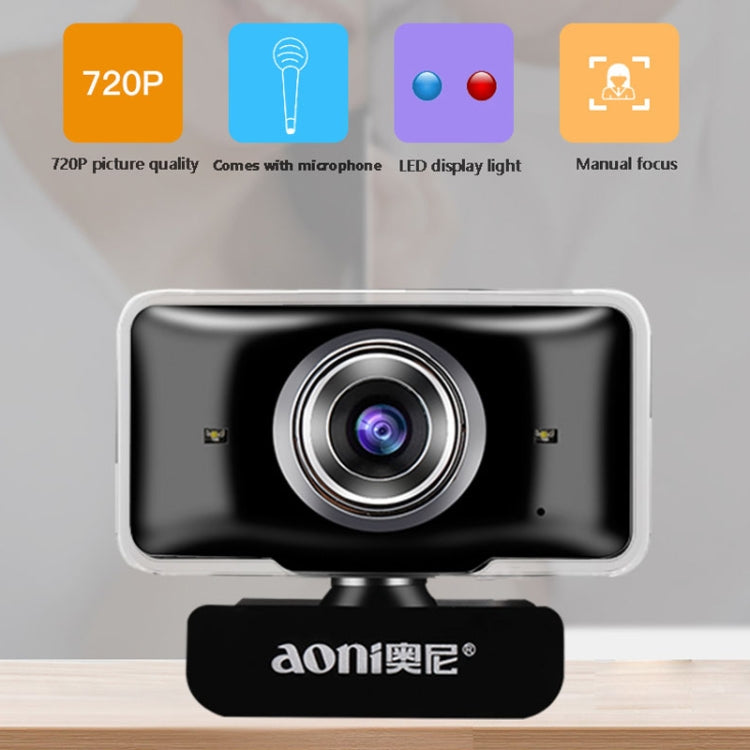 aoni C11 720P 150-degree Wide-angle Manual Focus HD Computer Camera with Microphone