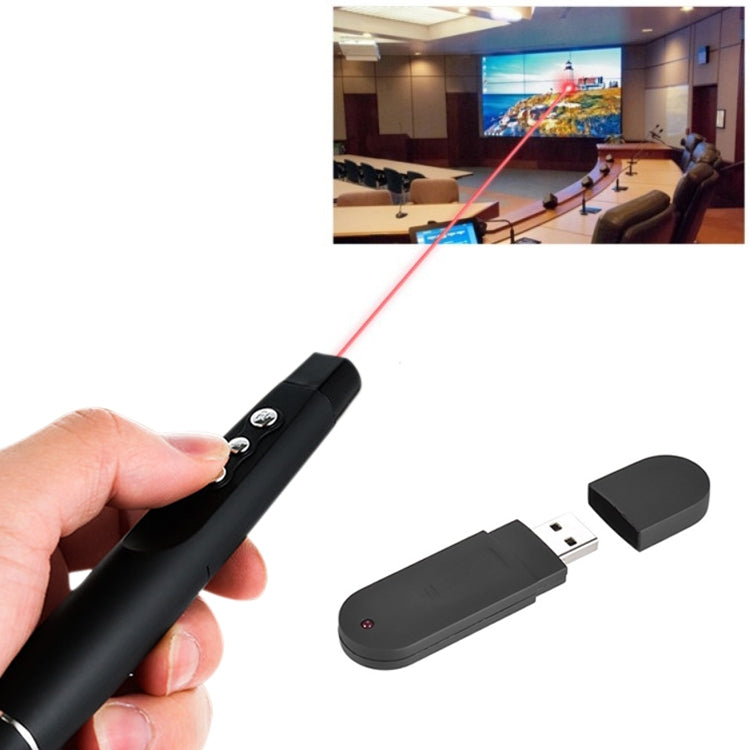 2.4GHz Wireless Laser PowerPoint Page Turning Pen Multimedia Wireless Presentation Projection Pen with USB Receiver, Remote Control Distance: 30m-Reluova