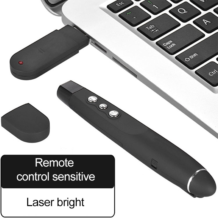 2.4GHz Wireless Laser PowerPoint Page Turning Pen Multimedia Wireless Presentation Projection Pen with USB Receiver, Remote Control Distance: 30m-Reluova