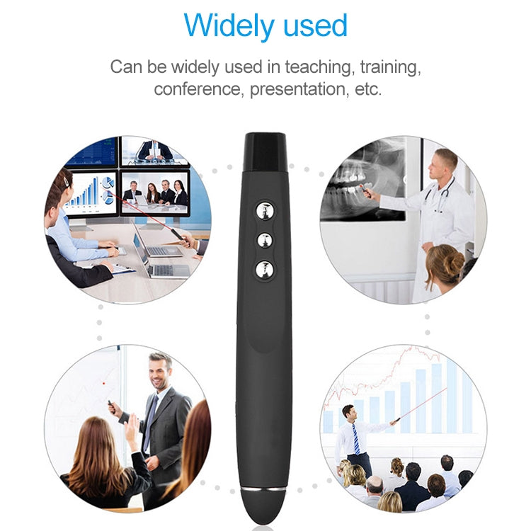 2.4GHz Wireless Laser PowerPoint Page Turning Pen Multimedia Wireless Presentation Projection Pen with USB Receiver, Remote Control Distance: 30m-Reluova