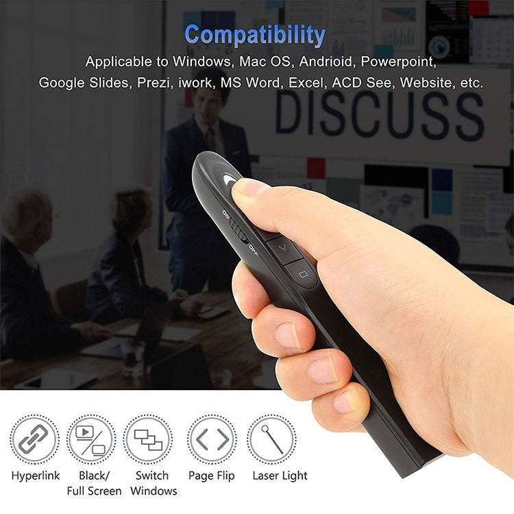 XM930 2.4GHz Wireless Laser PowerPoint Page Turning Pen Multimedia Wireless Presentation Projection Pen with USB Receiver, Support Low Battery Remind, Remote Control Distance: 100m My Store