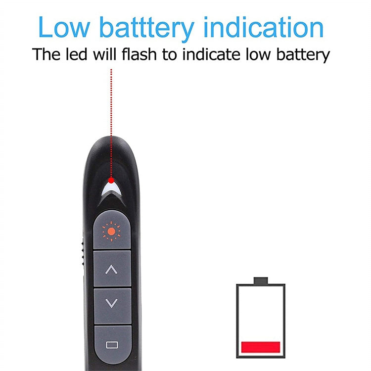 XM930 2.4GHz Wireless Laser PowerPoint Page Turning Pen Multimedia Wireless Presentation Projection Pen with USB Receiver, Support Low Battery Remind, Remote Control Distance: 100m