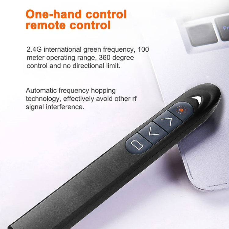 XM930 2.4GHz Wireless Laser PowerPoint Page Turning Pen Multimedia Wireless Presentation Projection Pen with USB Receiver, Support Low Battery Remind, Remote Control Distance: 100m