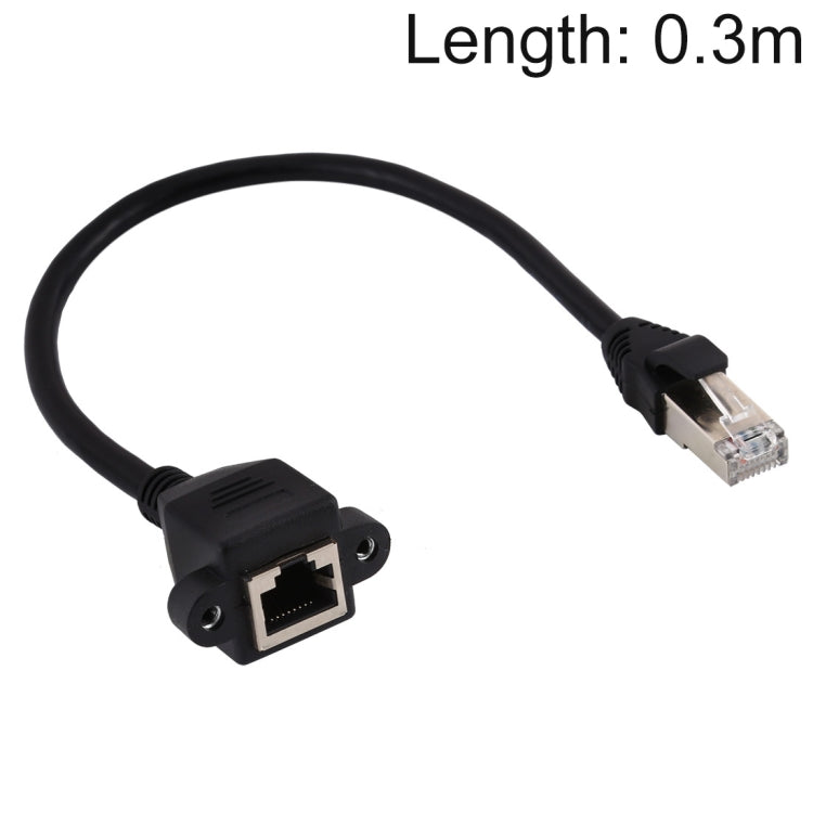 RJ45 Female to Male CATE5 Network Panel Mount Screw Lock Extension Cable , Length: 0.3m My Store