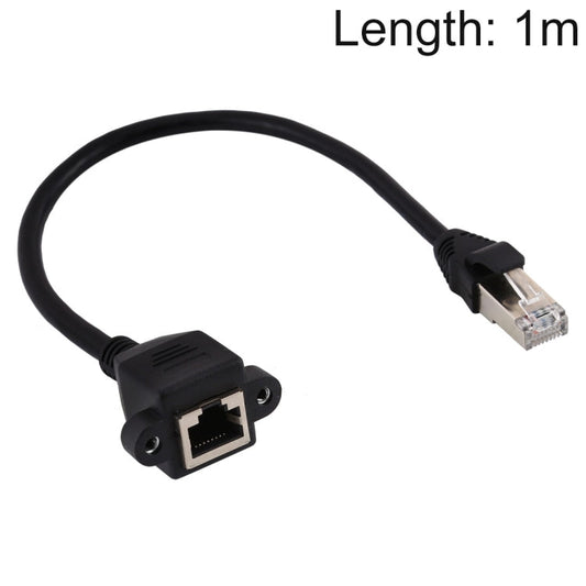 RJ45 Female to Male CAT5E Network Panel Mount Screw Lock Extension Cable, Length: 1m My Store